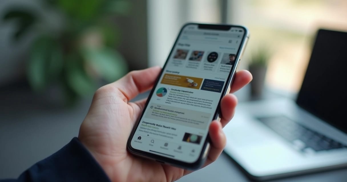Tela de smartphone exibindo página web responsiva com conteúdo visível acima da dobra na interface mobile