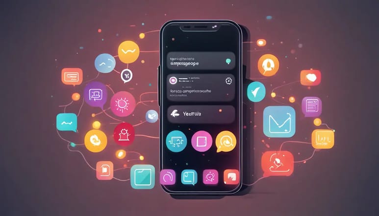 Smartphone com app de mensagens aberto evidenciando a automação de notificações para impulsionar vendas recorrentes no WhatsApp.