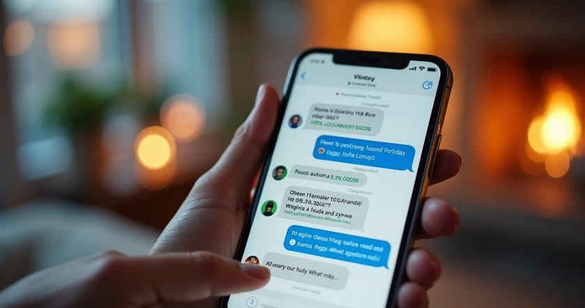 Tela de smartphone com grupo ativo de WhatsApp exibindo mensagens de promoções de Black Friday com ícones de cupons e ofertas coloridas
