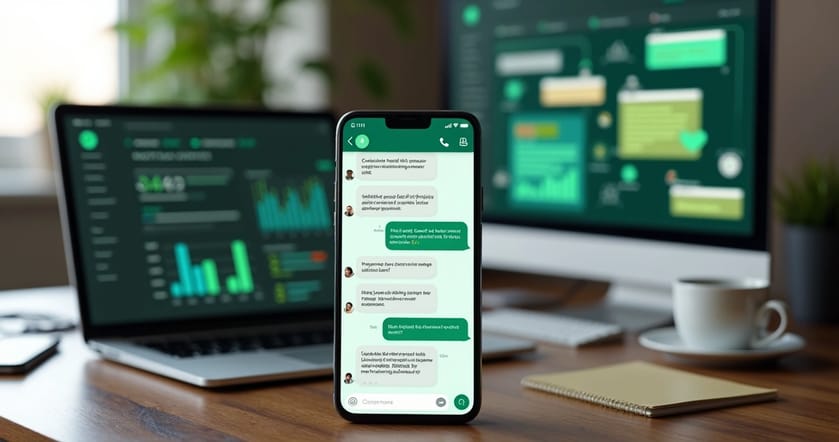 Tela de chatbot de WhatsApp automatizando vendas e suporte ao cliente em empresa