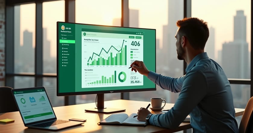 Gestor analisando taxa de abertura de mensagens no WhatsApp em painel com gráficos