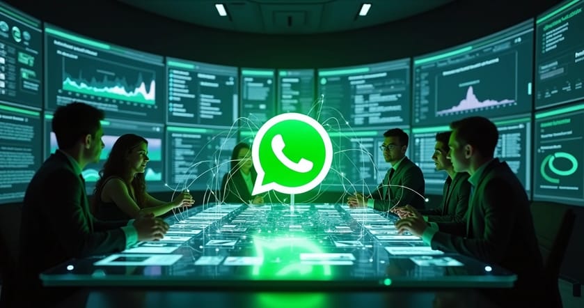 Painel central com bot de WhatsApp conectado a mapa de jornadas de vendas