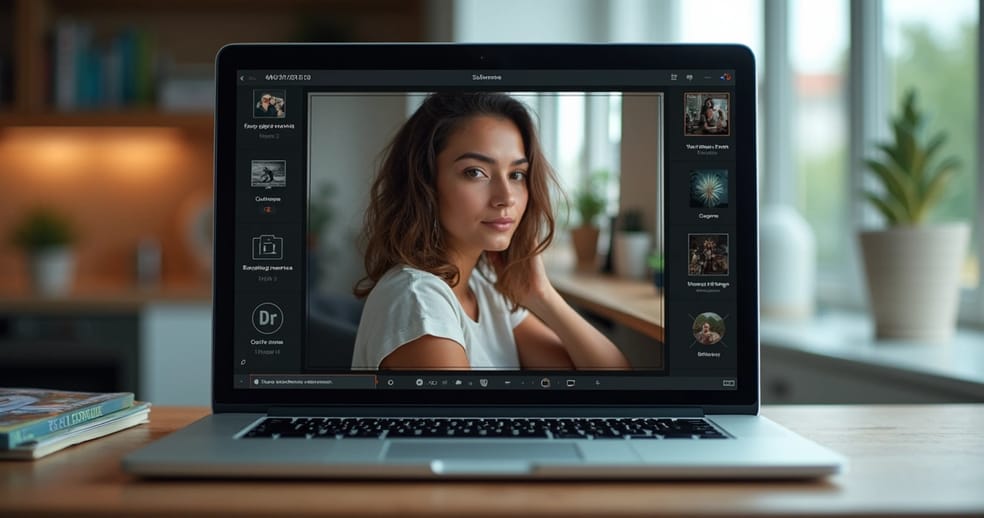 Interface do Google Fotos com recursos de IA exibida em tela de computador moderno