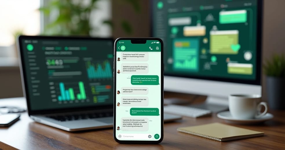 Tela de chatbot de WhatsApp automatizando vendas e suporte ao cliente em empresa