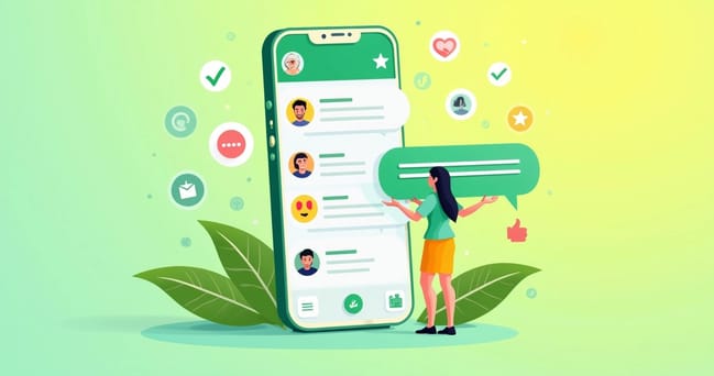 Interface de chat do WhatsApp mostrando atendimento ao cliente eficaz e elementos de comunicação positiva.