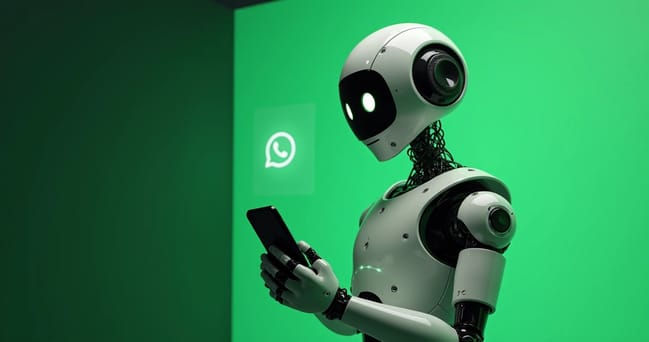 Tela de smartphone exibindo conversa automatizada de pagamento no WhatsApp com bot enviando notificações interativas na cor verde e branco