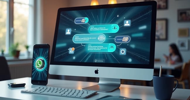 Interface digital mostrando chatbot de IA interagindo com clientes em e-commerce