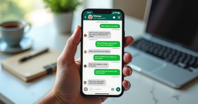 Tela de smartphone mostrando conversa no WhatsApp recusando pedido de cliente de forma educada e profissional