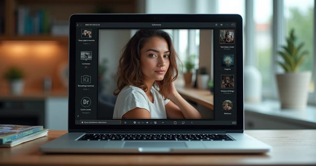 Interface do Google Fotos com recursos de IA exibida em tela de computador moderno