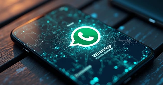 Tela de celular exibindo metas SMART para vendas no WhatsApp com gráficos e mensagens