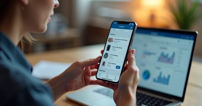 Pessoa segurando smartphone ativando pesquisa por voz em loja online na tela