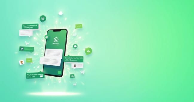 Ilustração de uma conversa automatizada do WhatsApp para recuperar vendas abandonadas.