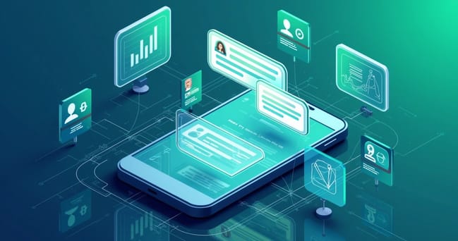 Chatbot de IA interagindo com usuários no WhatsApp em interface moderna e colorida
